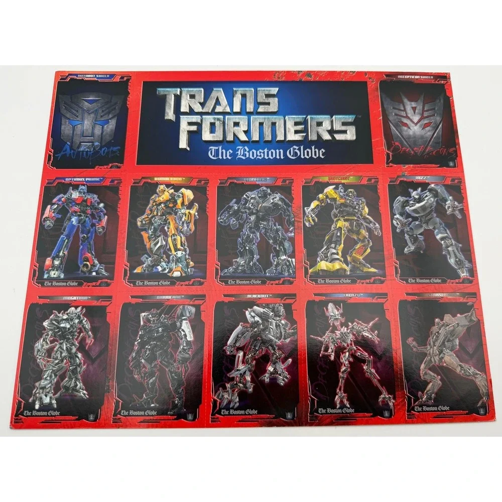 Transformers Boston Globe 2007‎ Movie Promo Trading Card Uncut Sheets Lot of 3